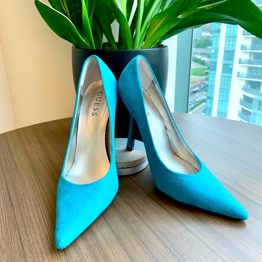 HOST PICK - 4" Blue Suede Stilettos by Guess. Size 7. Excellent Condition